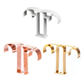 

5pcs Hot Sale Aluminum Alloy Curtain Rod Top Brackets Modern Roman Rod Double Top Code Support Base Shelf Curtain Hooks
