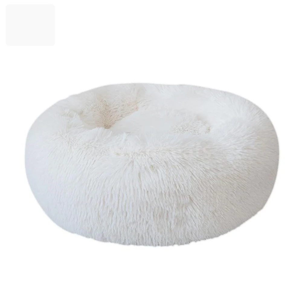 white Круглая кровать для питомца кошки удобное гнездо для питомца мягкая теплая собака кошка моющаяся питомник легко моющаяся кровать для собаки теплый дом для питомца - Цвет: white