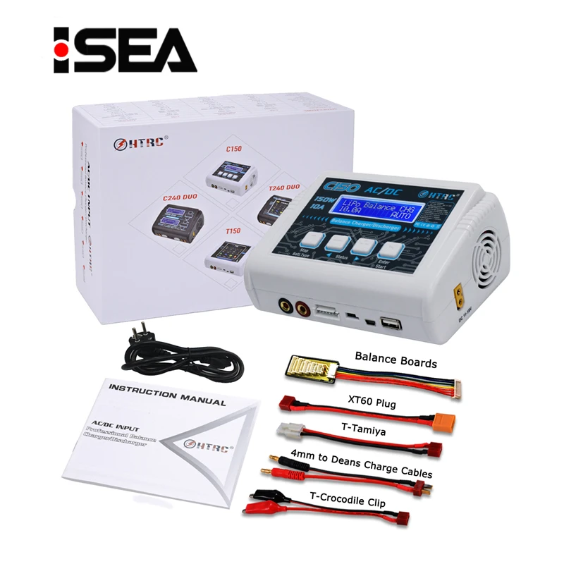 HTRC C150 lipo зарядное устройство AC/DC 150 Вт 10A RC умное для LiPo LiHV LiFe Lilon NiCd NiMh Pb Зарядное
