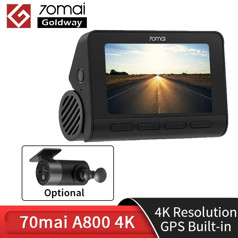  350₽ Kод :Admitad350dec 70mai Dash Cam 4 k A800 Встроенный GPS ADAS двойного видения в формате K UHD Кино