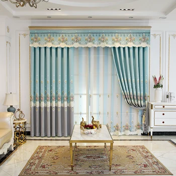 

Modern luxury stitching embroidered blackout curtains high quality and elegant curtains suitable for living room windows bedroom