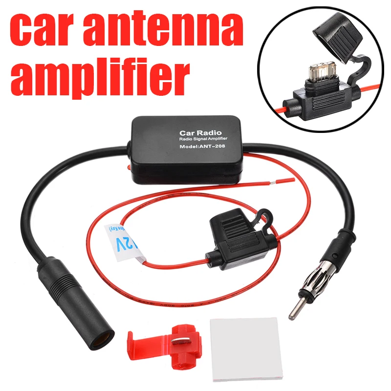 New 12V FM 88-108MHz Car Antenna Signal Amp Booster Radio Amplifier Car Electronics Automobiles Audio Accessories