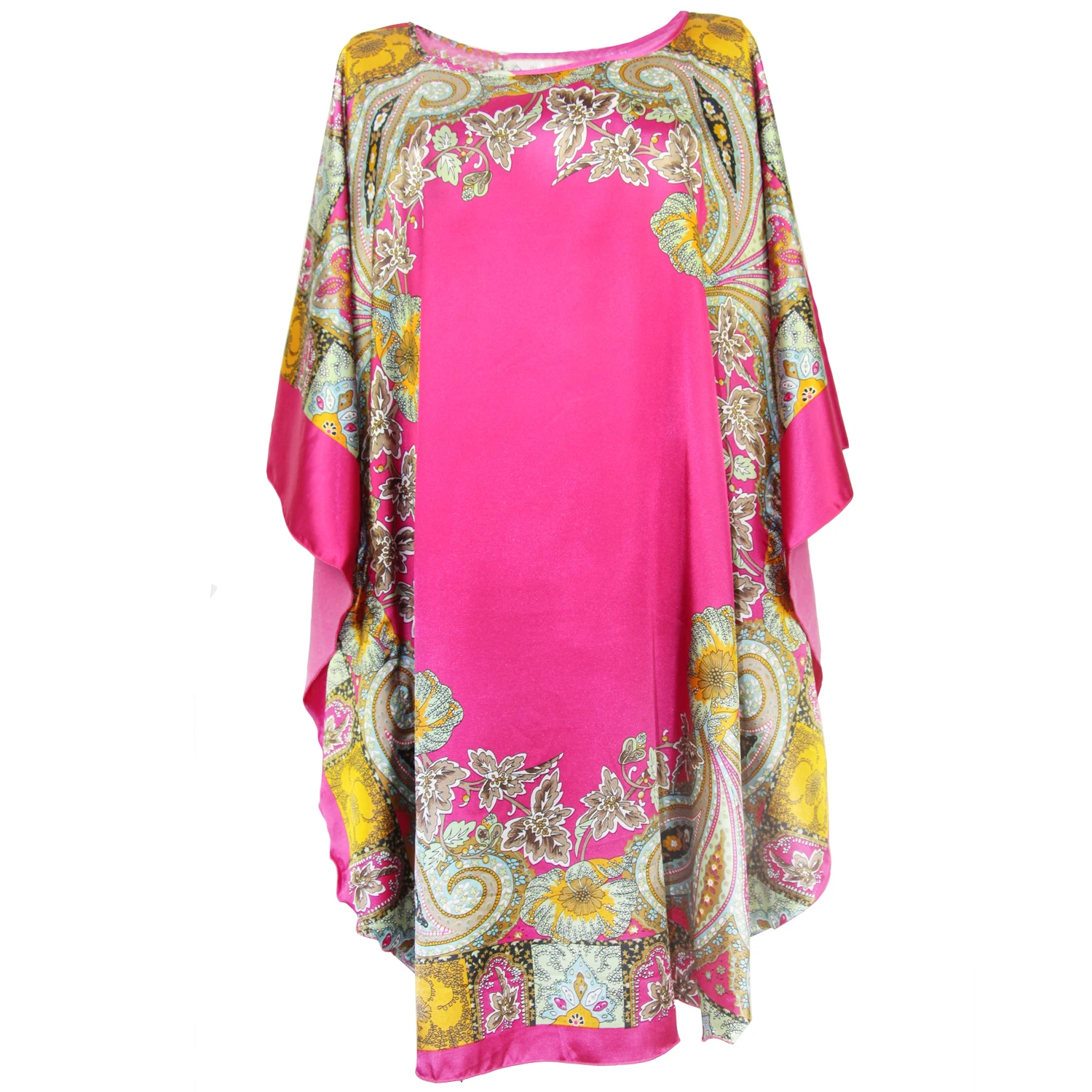 Chinese Vintage Print Lady Robe Dress Nightgown Summer Nightdress Sleepwear Women Satin Rayon Nightwear Bath Gown One Size