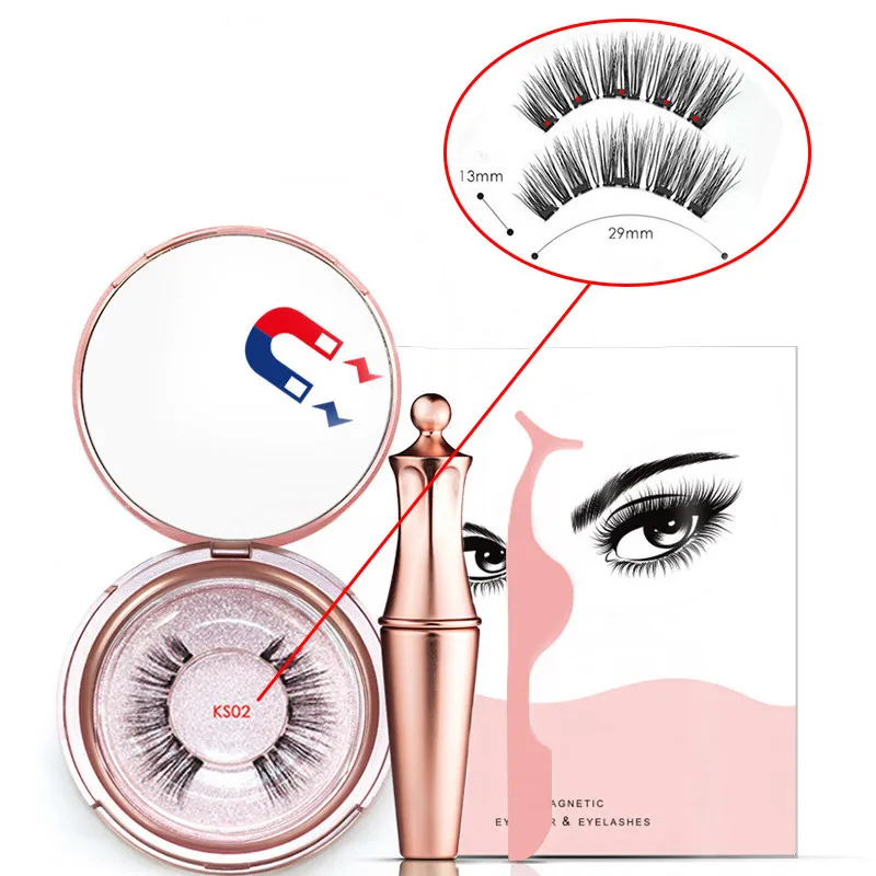 Liquid Magnetic Eyeliner Set And Magnetic False Eyelashes Tweezer Magnetic Eyeliner Waterproof Long Lasting Eyeliner Eyelashes - Цвет: KS02