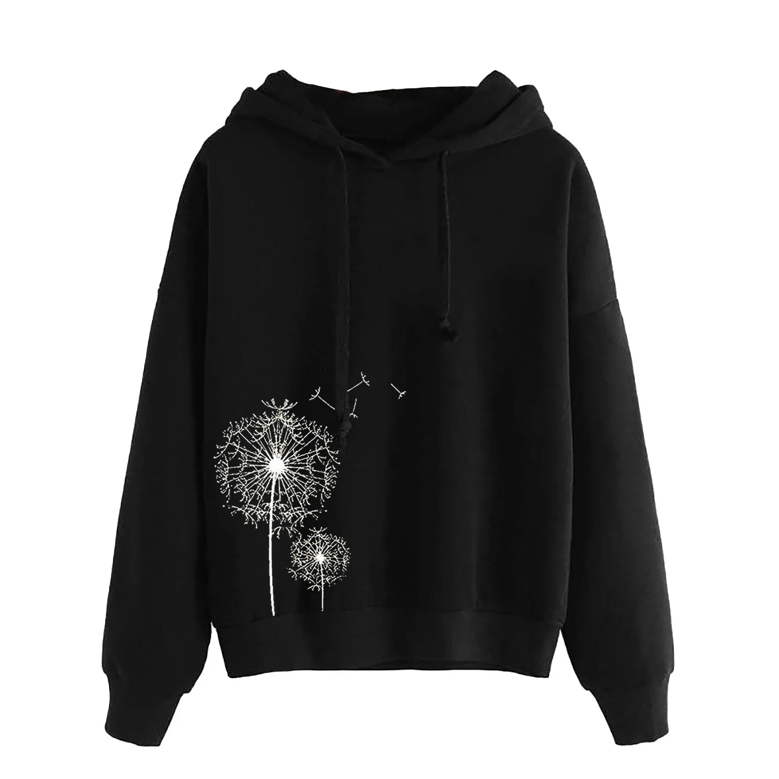 Harajuku Dandelion Print Women Hoodies Winter Thicken Warm Long Sleeve Hooded Pullover Top Oversized Female Sweatshirt Sudadera 2