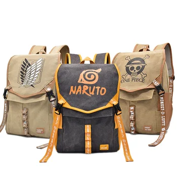 

Hot New Anime Naruto Backpack One Piece Canvas School Bag Fashion Cartoon Preppy Style Student Attack on Titan Knapsack