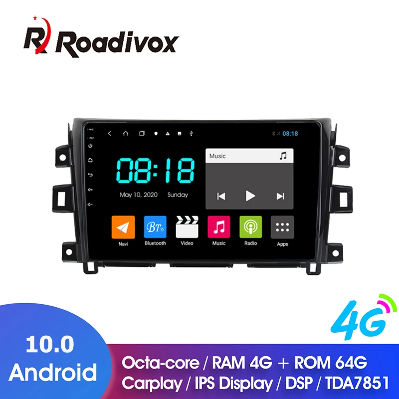 Магнитола RAM4G ROM64G для Nissan Navara 10 2 дюйма Android 0 dvd gps навигация радио мультимедийный