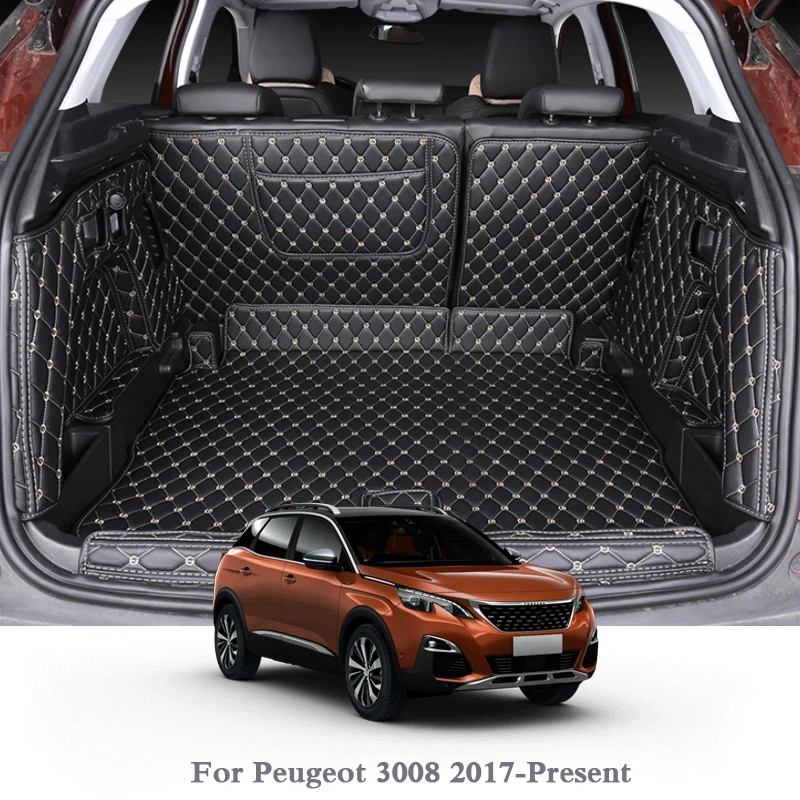 For Peugeot 3008 2017-Present Car Boot Mat Rear Trunk Liner Cargo Floor Carpet Tray Protector Accessories Mats