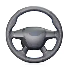 Прошитая вручную черная искусственная кожа Противоскользящий мягкий чехол рулевого колеса автомобиля для Ford Focus 3 2012- KUGA Escape 2013