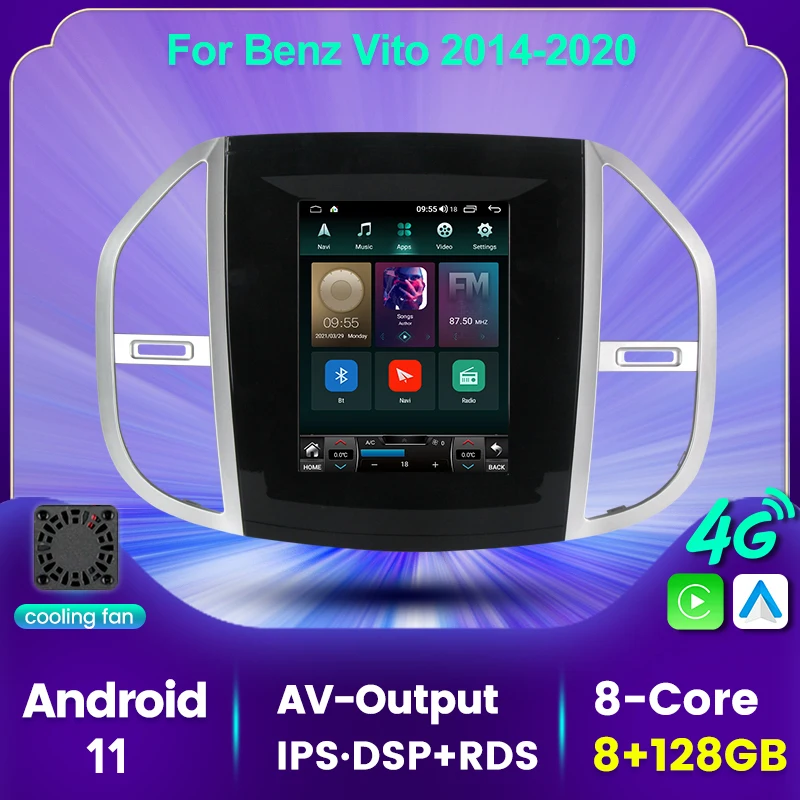 Автомагнитола на Android 11 DSP CarPlay мультимедийный видеоплеер с GPS для Mercedes Benz Vito 3 2014 2015