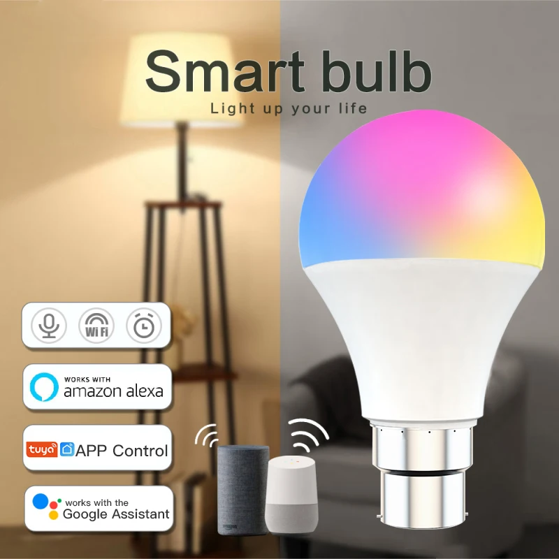 E28 b22 Smart Wifi Light Bulb 6w Dimmable Rgb Led Lamp Voice Control
