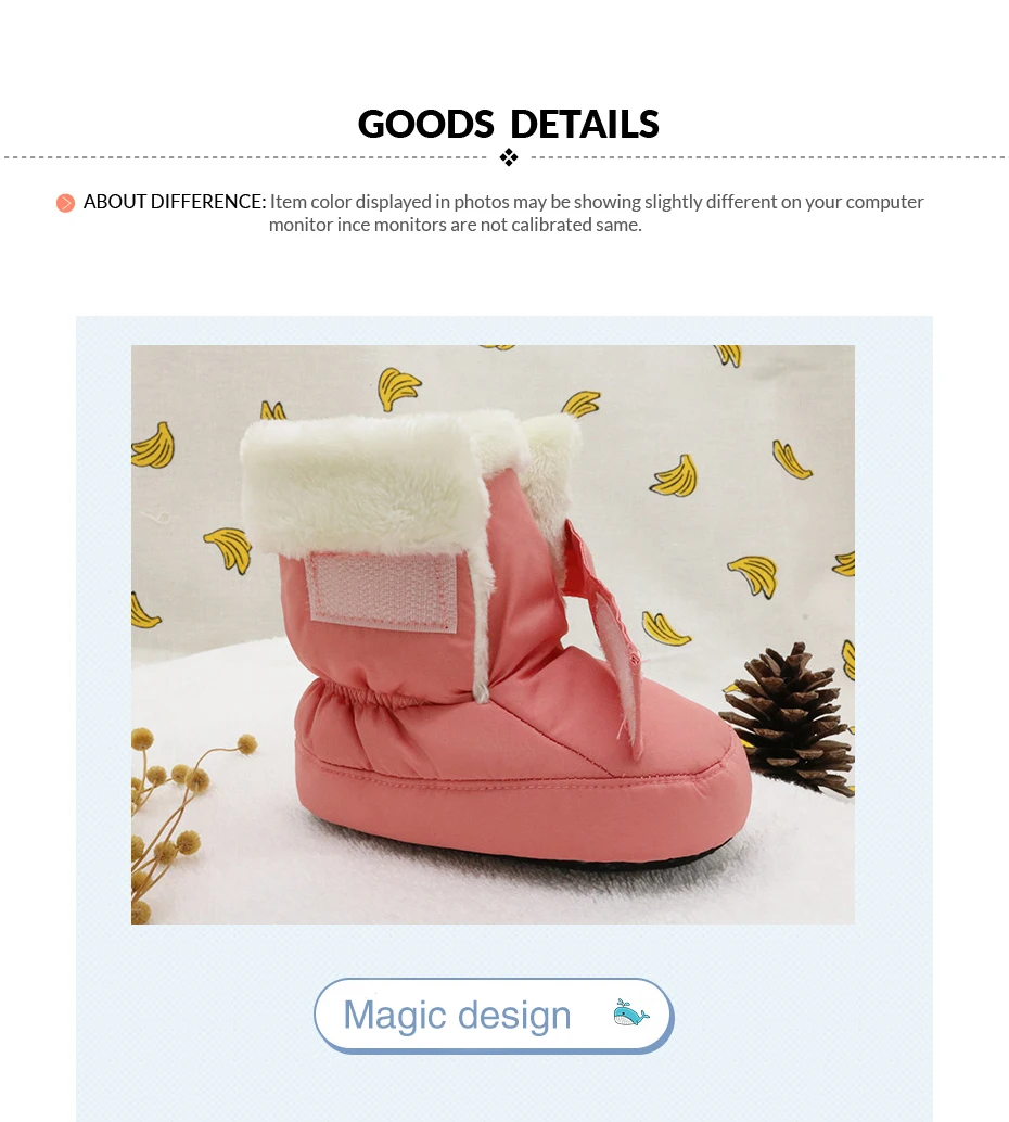 Mother Kids Baby Shoes First walkers Unisex Winter Warm Boots For Infant Baby Faux Fur Inner Snow Boots Toddler Prewalker Bootie