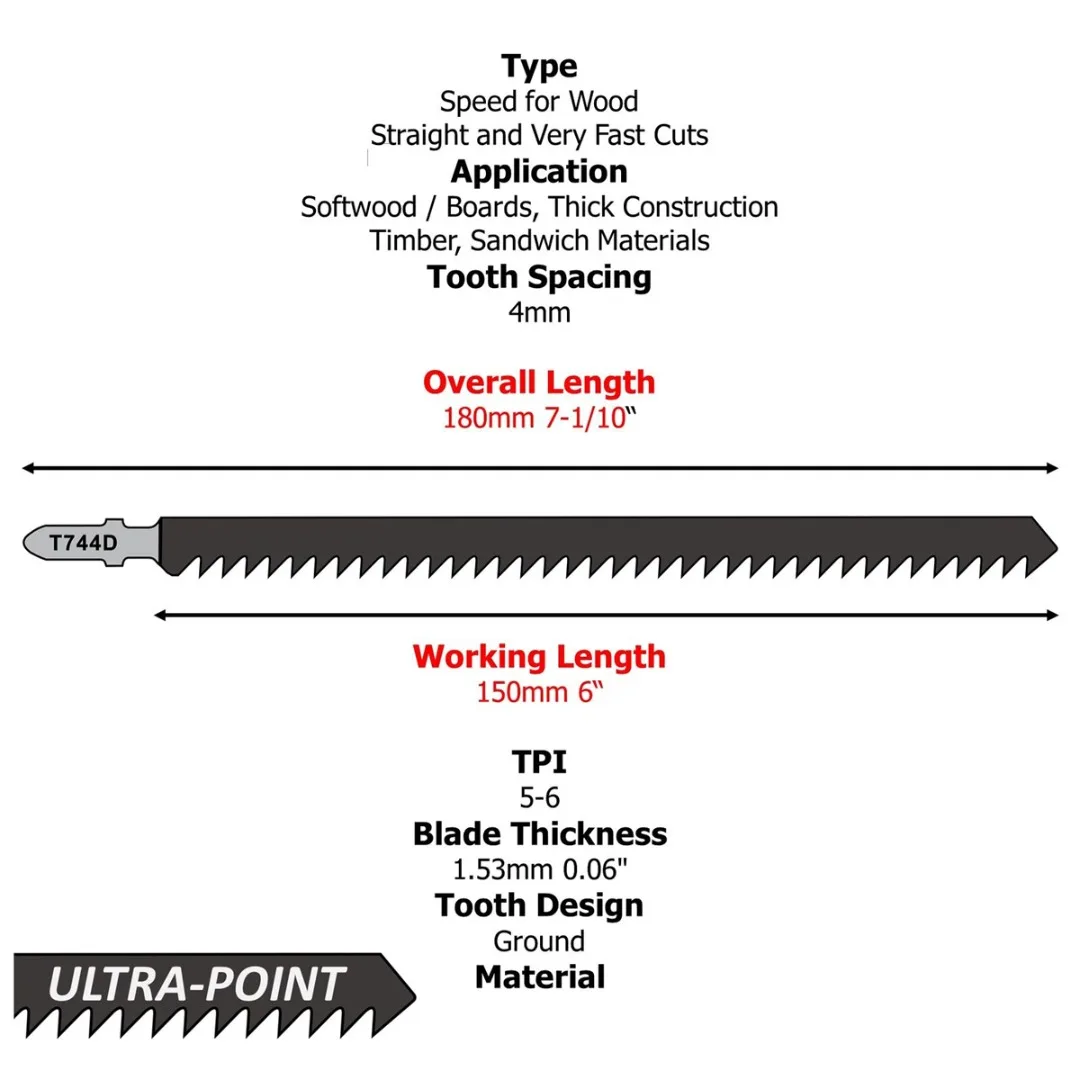 6pcs T744D 150mm Sawtooth Steel Saw Blades 180mm Ultra-long Jigsaw Hand Tool Fast Cutting Woodworking Tool