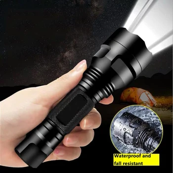 

Led Flashlight Torch Lanterna Light Lamp Shock Resistant,hard Defense Bulbs C8 Litwod Camping Hunting Aluminum Black 5-8 Files
