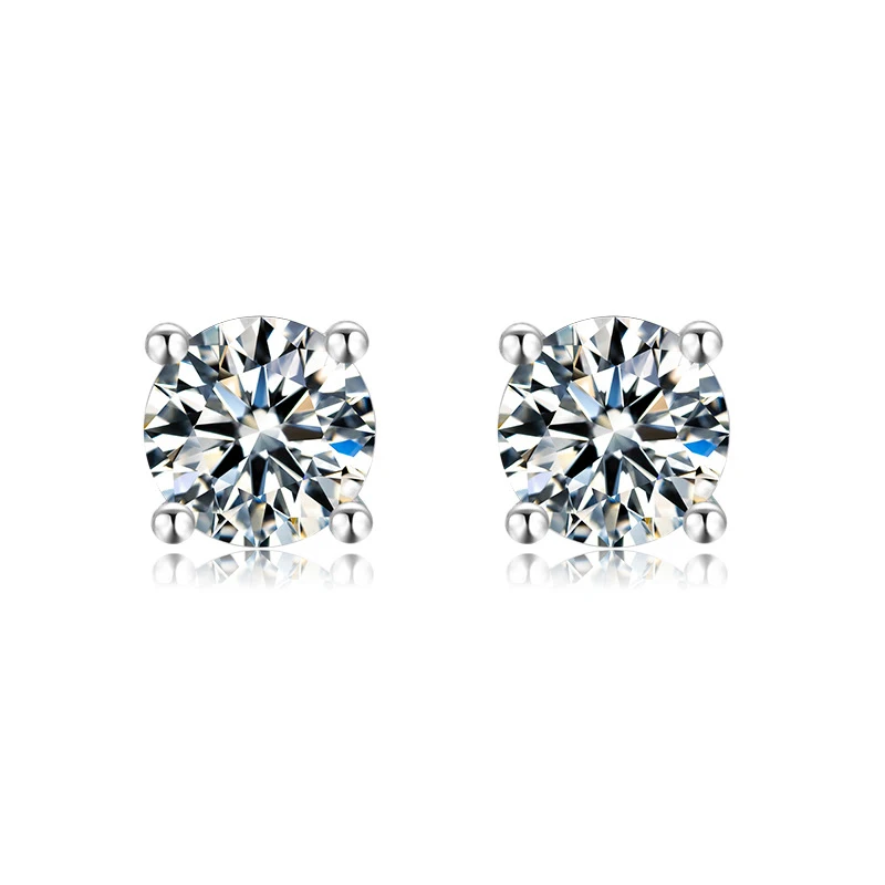 YOYE 925 стерлингового серебра 4 зубец серьги гвоздики 0 5/1.0Ct D Цвет сверкающие синтетический бриллиант для