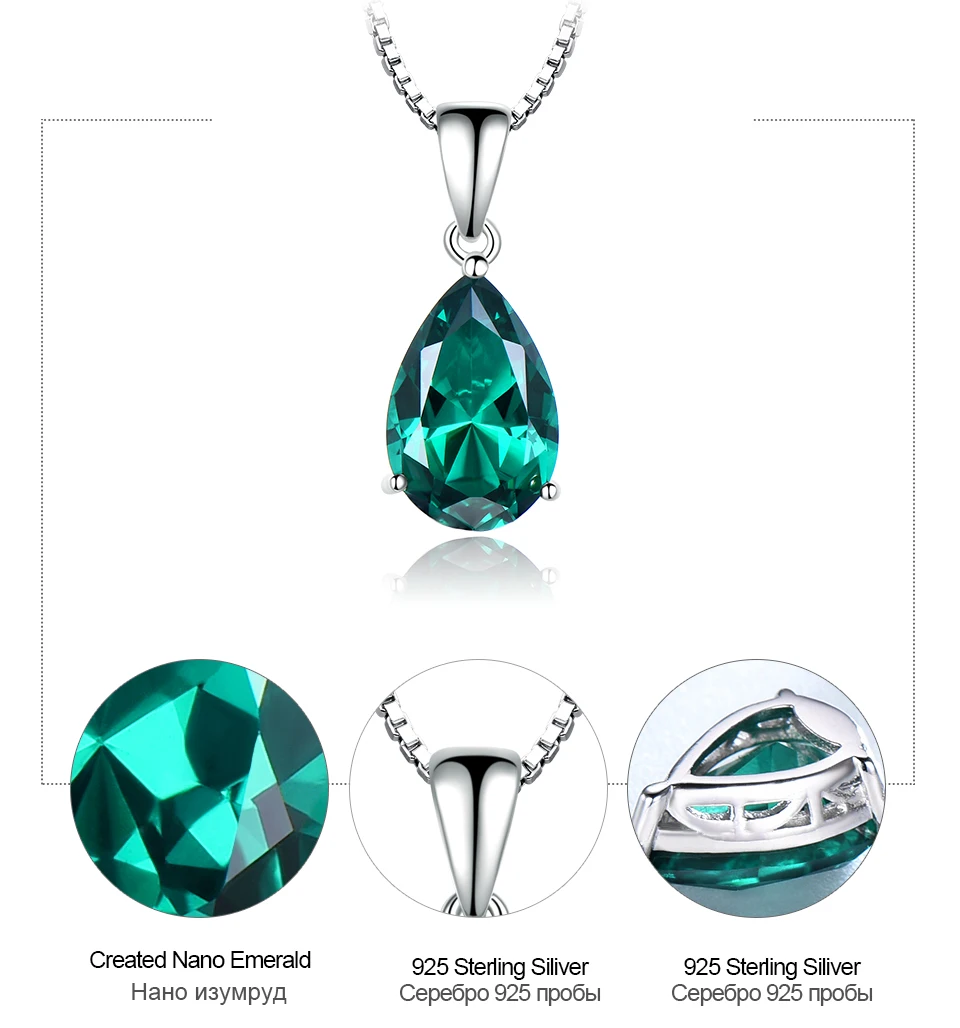 UMCHO &nbsp;Emerald   925 sterling silver necklace for women NUJ058E-1 pc (7)