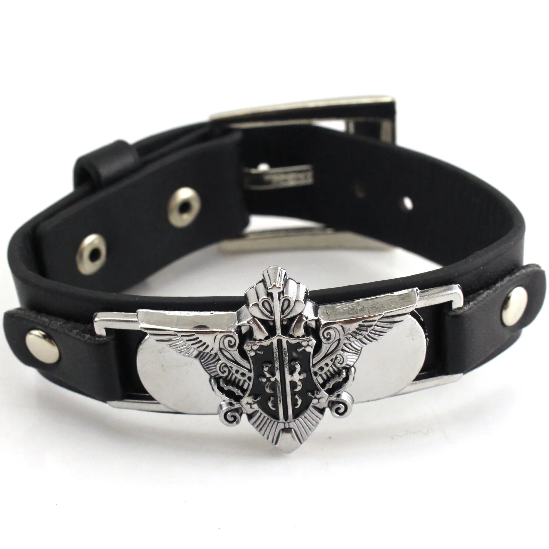 Calaveras De Cuero PU Pulsera Unisex para Hombre Hebilla de cinturón