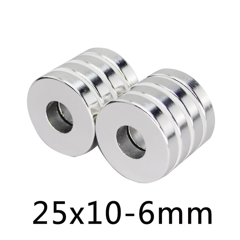 

3/5/10 pcs N35 Super Neodymium Round Ring Permanent Magnet 25*10-6 search magnet 25mm x 10mm Hole 6mm