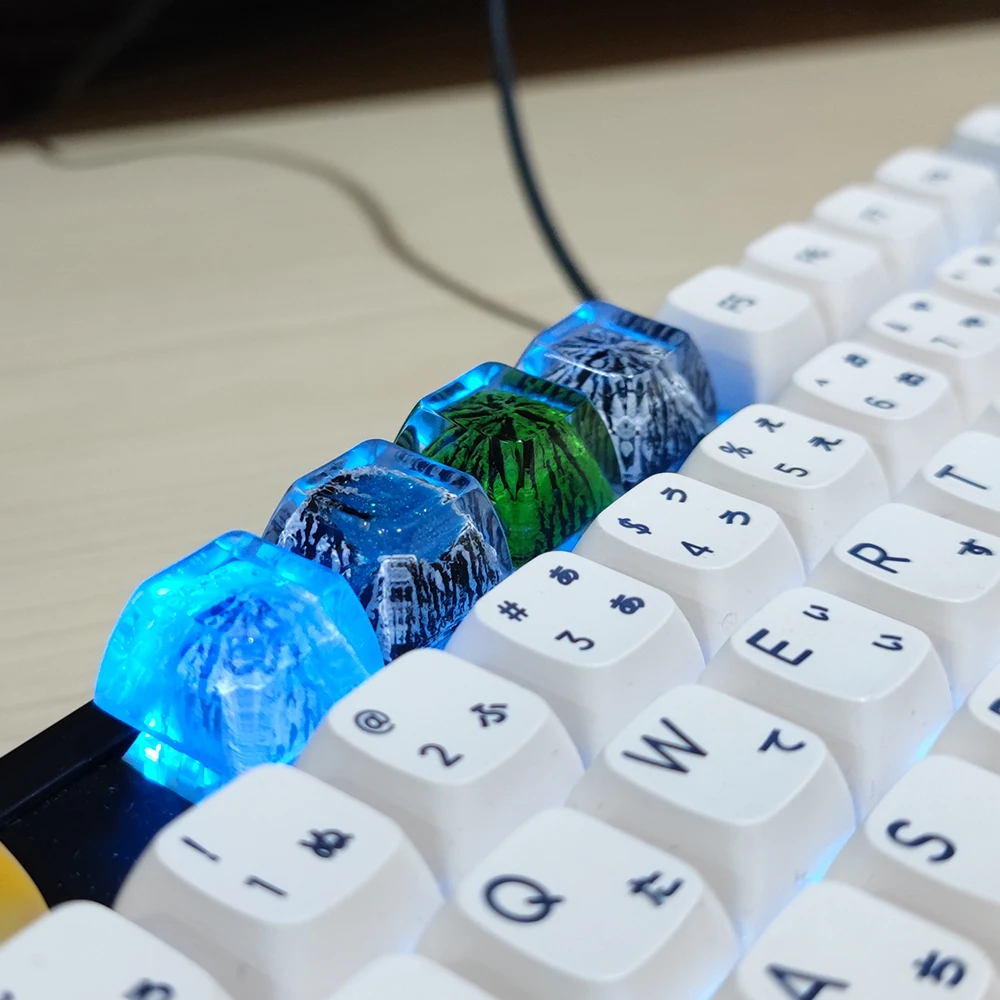 Customized Mount Fuji Snow Mountain Resin Keycaps For Cherry Switch Mechanical Keyboard SA R3 Profile Backlit Luminous Key Cap pink computer keyboard