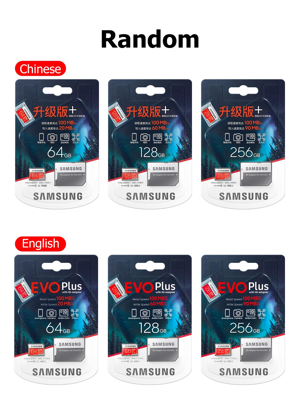 SAMSUNG micro sd card 128GB memory card 100MB/s 64GB EVO Plus 256GB C10 UHS-I cartao de memoria Microsd SD/TF Card with Adapter compact flash card