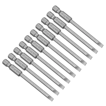 

uxcell 10 Pcs 1/4" Hex Shank 75mm Length Magnetic SL4 Slot Head Screwdriver Bits S2 Alloy Steel