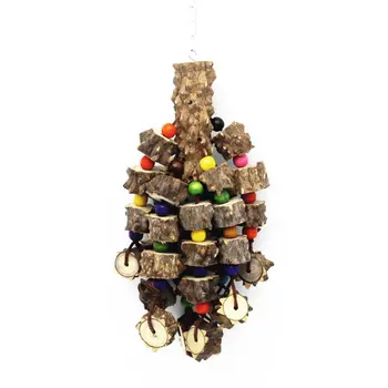 

Wood Parrot Molar Toy Pet Bird Chew Toy Hanging Caged Chew Bite Parrot Toy String Parrot Mouth Grinding Toy
