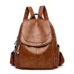 Women's Vintage Soft Leather Backpack - Stylish Casual Travel & School Bag (Brown)