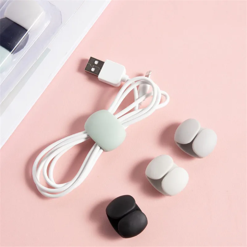 

Multi-function Cable Winder 4PCS Earphone Line Tidy Holder Cable Clips Charger Cord Organizer Portable For Office Home Gift