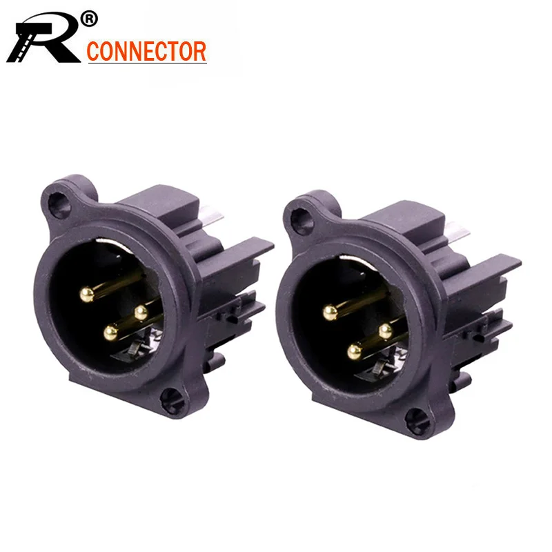 10 шт./лот 3 Pin XLR штекер Панель Крепление Позолоченные полюса прямые контакты