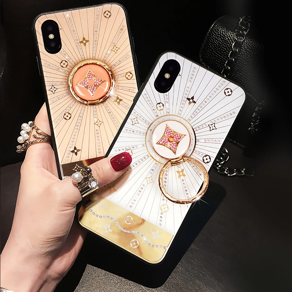 Модный роскошный Алмазный чехол для телефона iPhone 11 Pro Max X Xr Xs с кольцом пальца