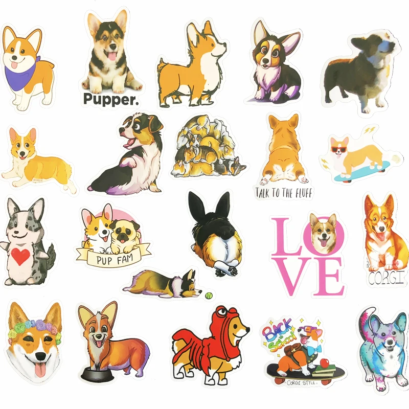 50 шт. симпатичная наклейка corgi с животными для украшения ноутбука портативный костюм чехол для телефона diy Водонепроницаемая наклейка