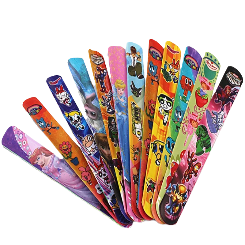

20 PCS/Lot Colorful Clap Circle Hand bracelet Cartoon figures & animals Slap Bracelet Gifts wristband pvc bangle