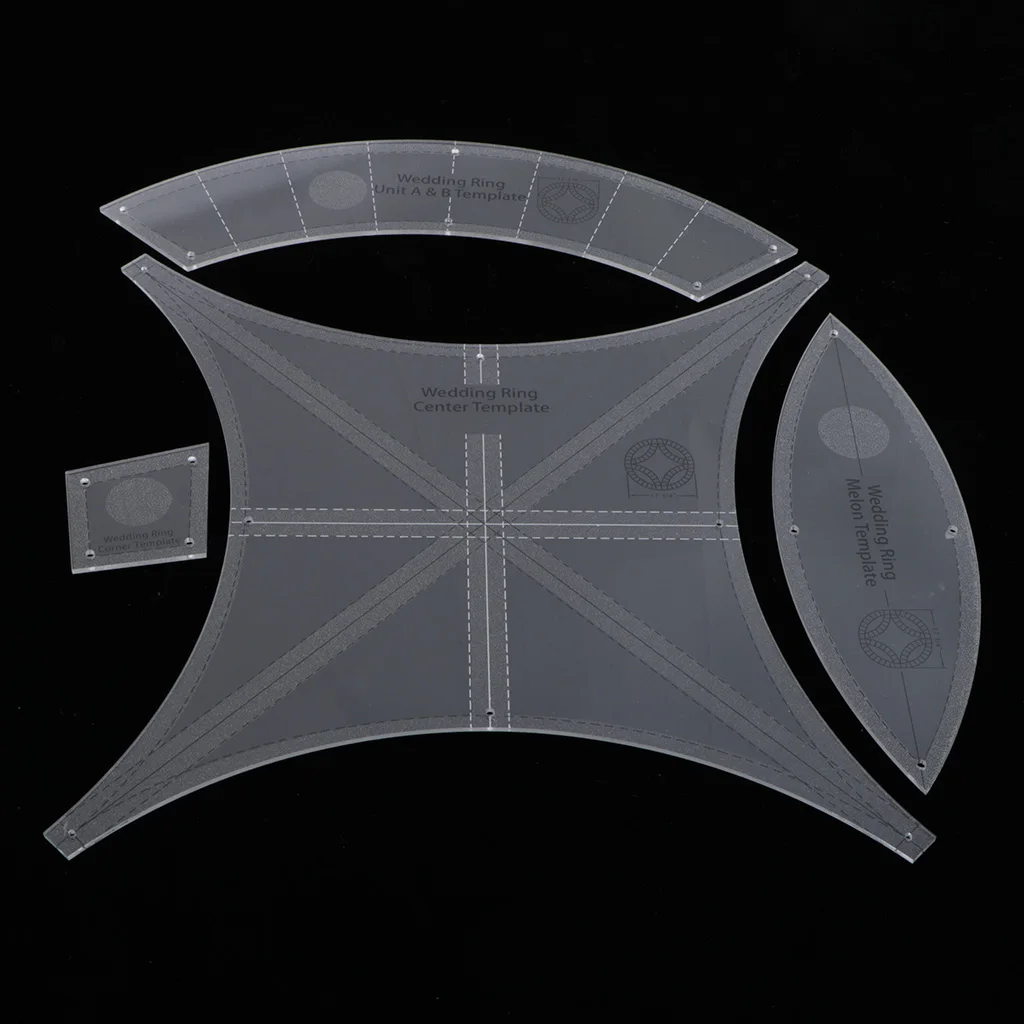 Multi-function Double Wedding Ring Template Sewing Patchwork Quilting Ruler