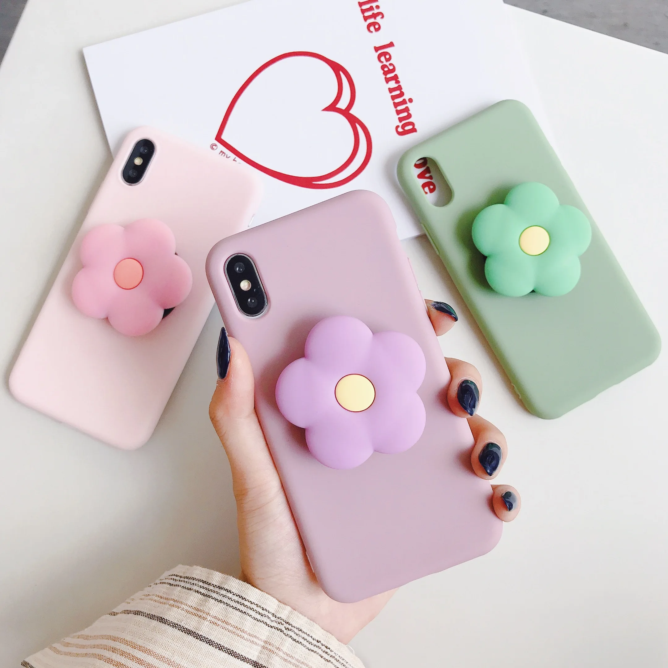 Милый мягкий чехол для iphone X XR XS 11 Pro Max 6 7 8 plus держатель samsung S8 S9 S10 A50 Note 9 10|Бамперы| |