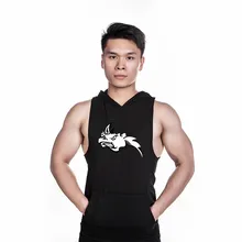 Мужской спортивный жилет с капюшоном для тренировок и бега, новинка