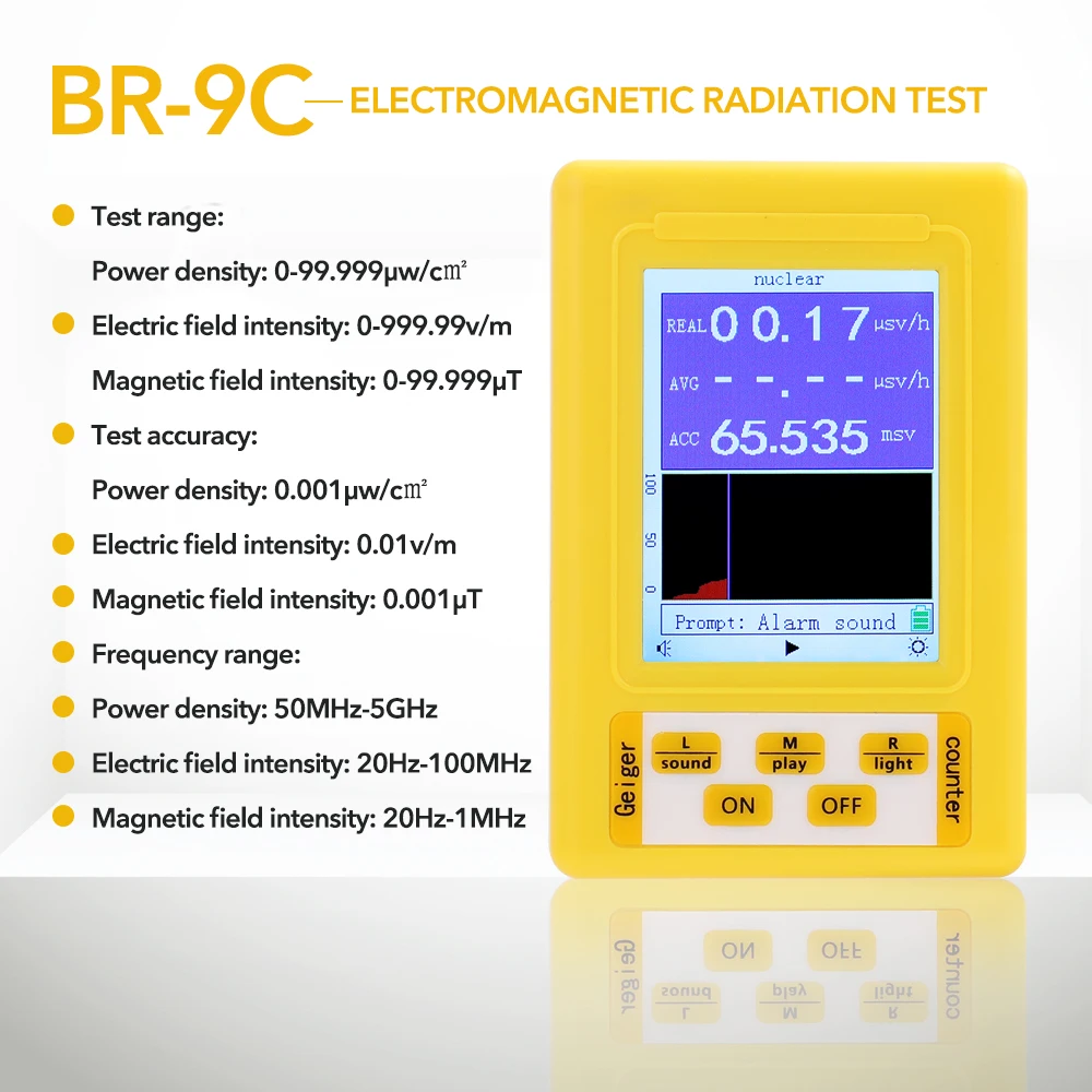 BR-9C 2-в-1 Ручной Портативный цифровой EMF измеритель электромагнитного излучения детектор ядерного излучения счетчик Гейгера