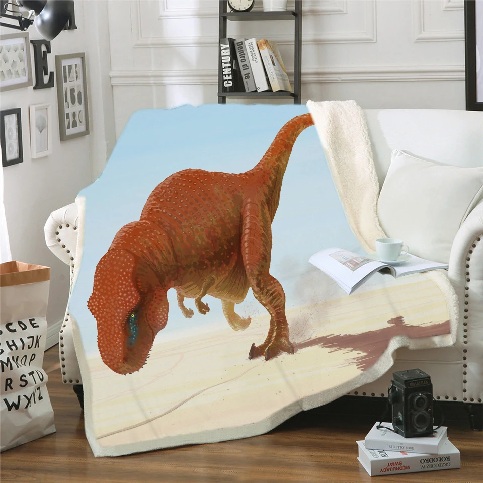 Одеяло с капюшоном с принтом динозавра Юрского периода, шерпа, флисовое переносное плюшевое одеяло, плюшевое одеяло с рисунком, B1016