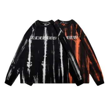 

Original Tie Dye Skull Print Long Sleeve T Shirt Men and Women Crewneck Oversize Harajuku T-shirt Loose Casual Summer Tshirts