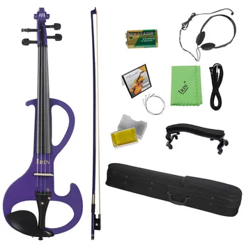 

4/4 Professional Maple Electroacoustic Electronic Violin Shoulder Rest Kit Musical Instrument with Storage Case Headphone-Purple