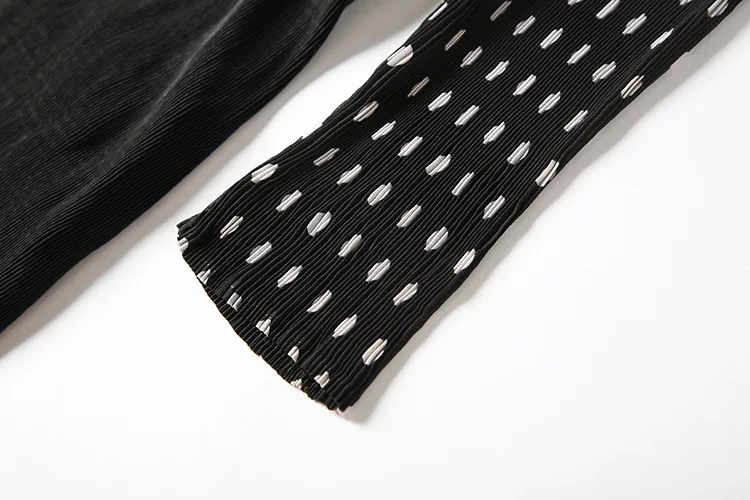 MIYAKE плиссированные Женские Модные осенние новые точечные бандажные цветные платья с разрезом плиссированные платья