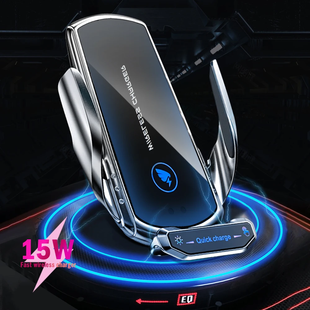 15W Car Wireless Charger For IPhone 12 Samsung SmartAutomatic Clamping Wireless Chargers Universal Car Holder For Air Vent Stand