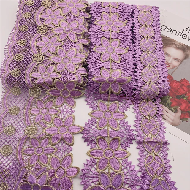 16colors in stock  Wholesale new Polyester Venise Lace suit african lace for wedding DIY crafted purple