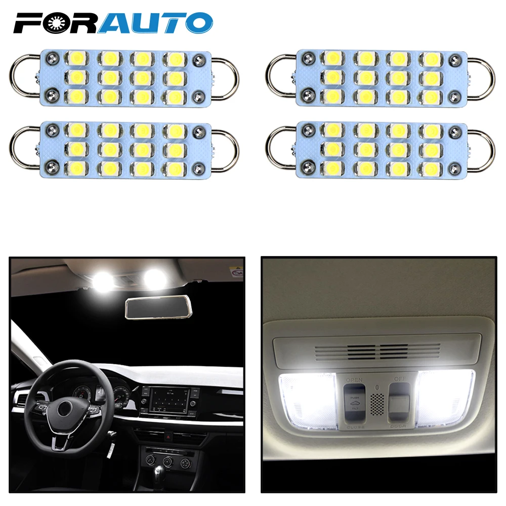 FORAUTO 4 шт. светодиодный купольный светильник жесткая петля светодиодный гирлянда для салона 44 мм 12SMD 1210 C5W C10W супер белый автомобиль купол грузовой светильник автомобильных ламп