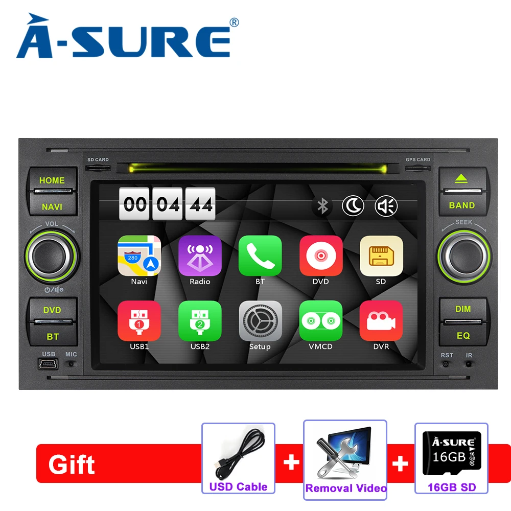 Sale A-Sure 2 Din Car Auto Radio GPS DVD Player Navigation For Ford Transit Focus Galaxy S-Max C-Max Fusion Fiesta SWC Bluetooth DVD 0