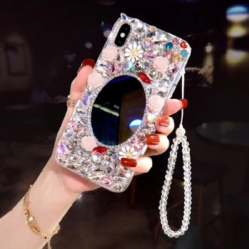 

Bling Diamond Flower Mirror Case For Xiaomi Redmi Note 10 Pro 8A 8 8T 7 7A 6 5 5A 4A 3 4X K30 Y3 Go S2 3X 5C 9 Pro Max 9S