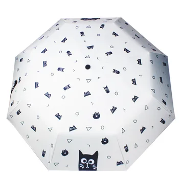 

2017 New Style Vinyl Umbrella Three Fold College Style Parasol Creative Vinyl Umbrella