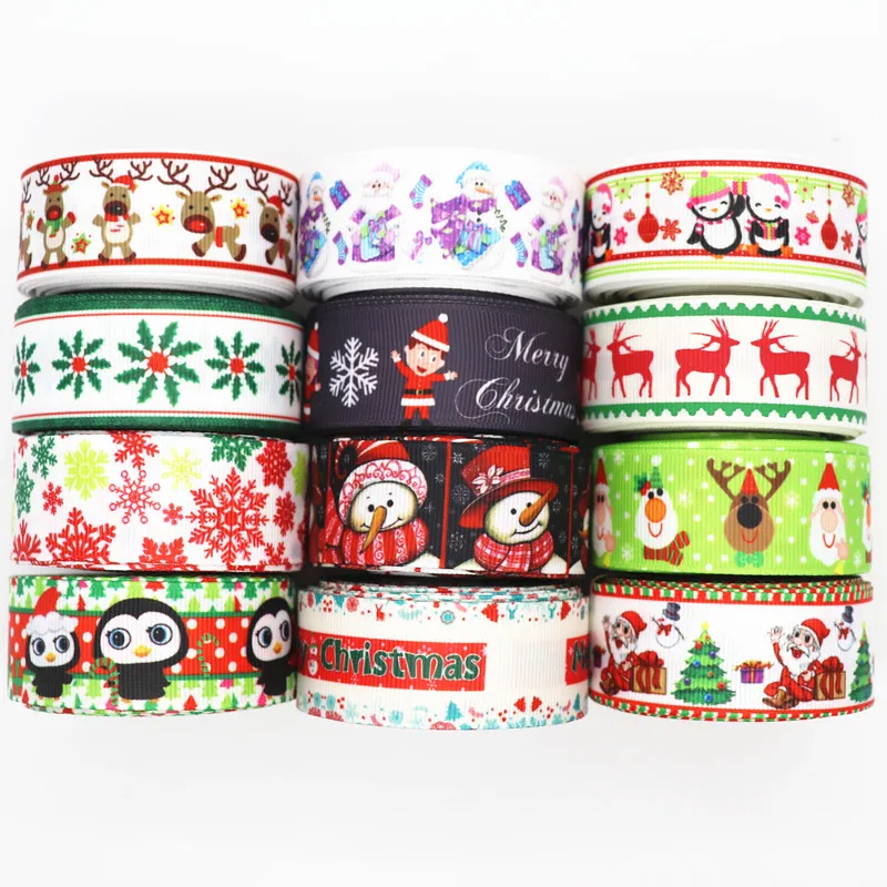 

5 Yards 1'' 25MM Christmas Day Printed Grosgrain Ribbons For Hair Bows/ Gift Packaging DIY Handmade Materials Y19072404
