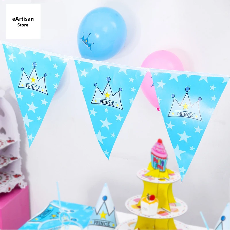 Корона тема принца праздничный комплект посуда тарелка салфетки баннер на день рождения Конфета Сделай Сам/ведро для попкорна Baby Shower вечерние украшения свадебные принадлежности