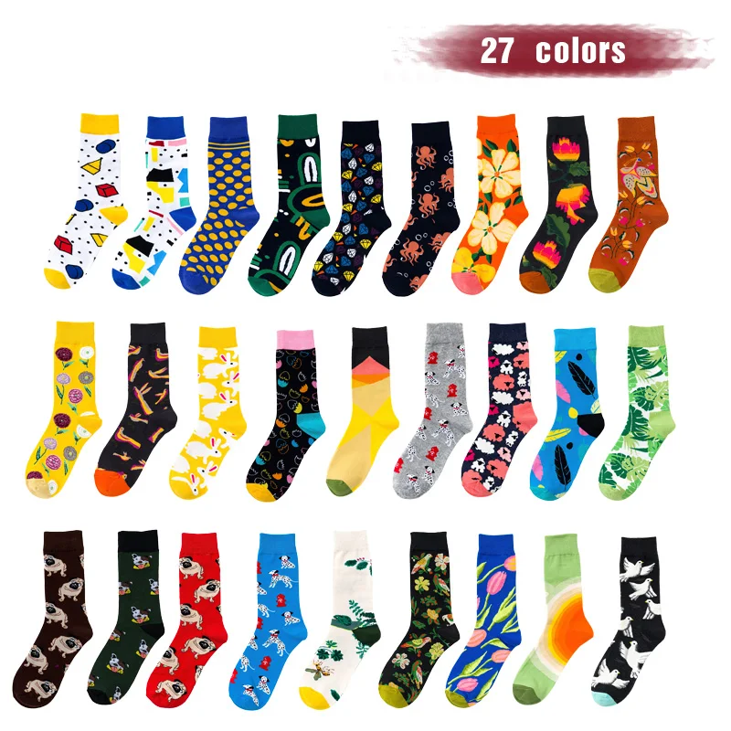 

UGUPGRADE Hot Skateboard Socks Men Hip Hop Crazy Animals Dogs Cats Sloths Pandas Brand Designer Happy Calcetines Long