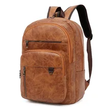 

New PU Leather Backpack Men's Multi-function Waterproof Student Schoolbag Female Computer Backpack Business Leisure Travel Bag